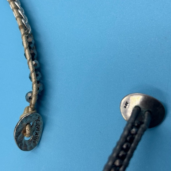 Boho Beaded Necklace, Designer Leather Jewelry, Modern Bohemian Choker - Picture 5 of 15